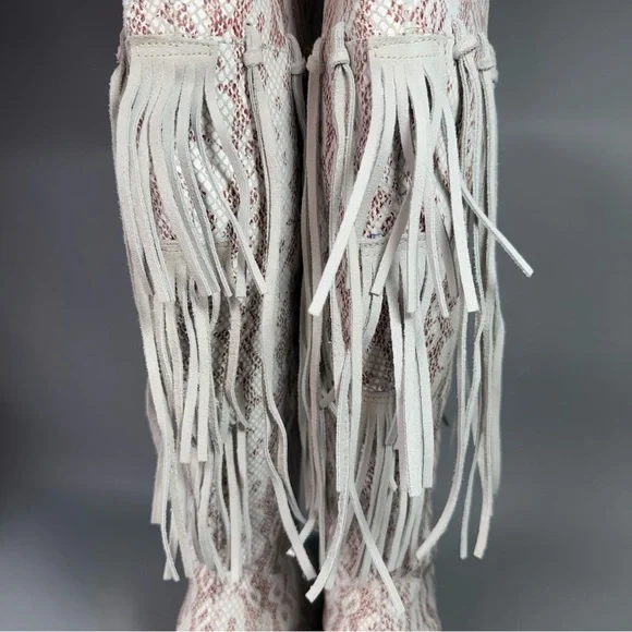 Dingo Kitty Kat Snake Print Fringe Tall Western Leather Boots like new - Picture 5 of 15